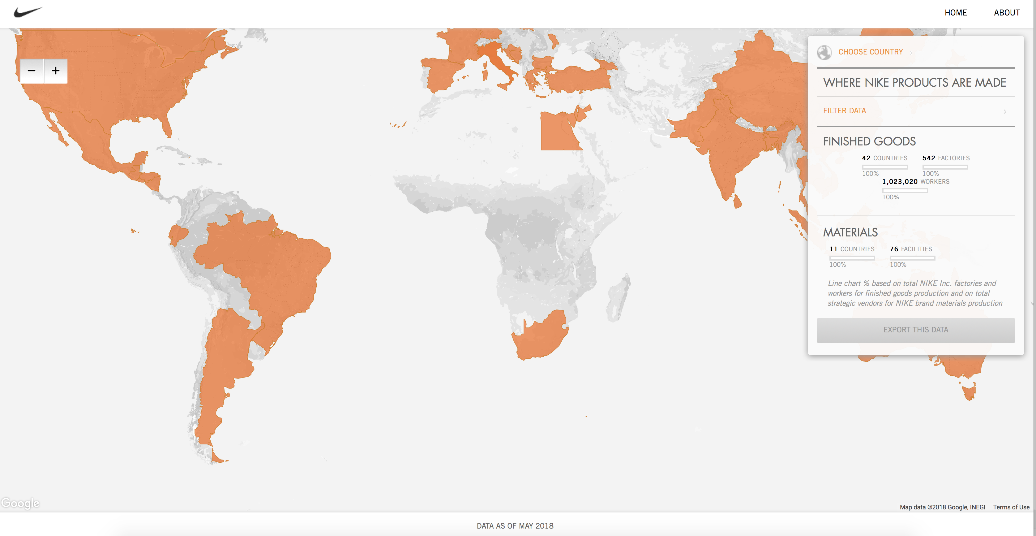 Nike store factories worldwide